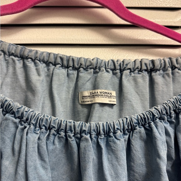 Blue Off-Shoulder Ruffle Top - Picture 3 of 4